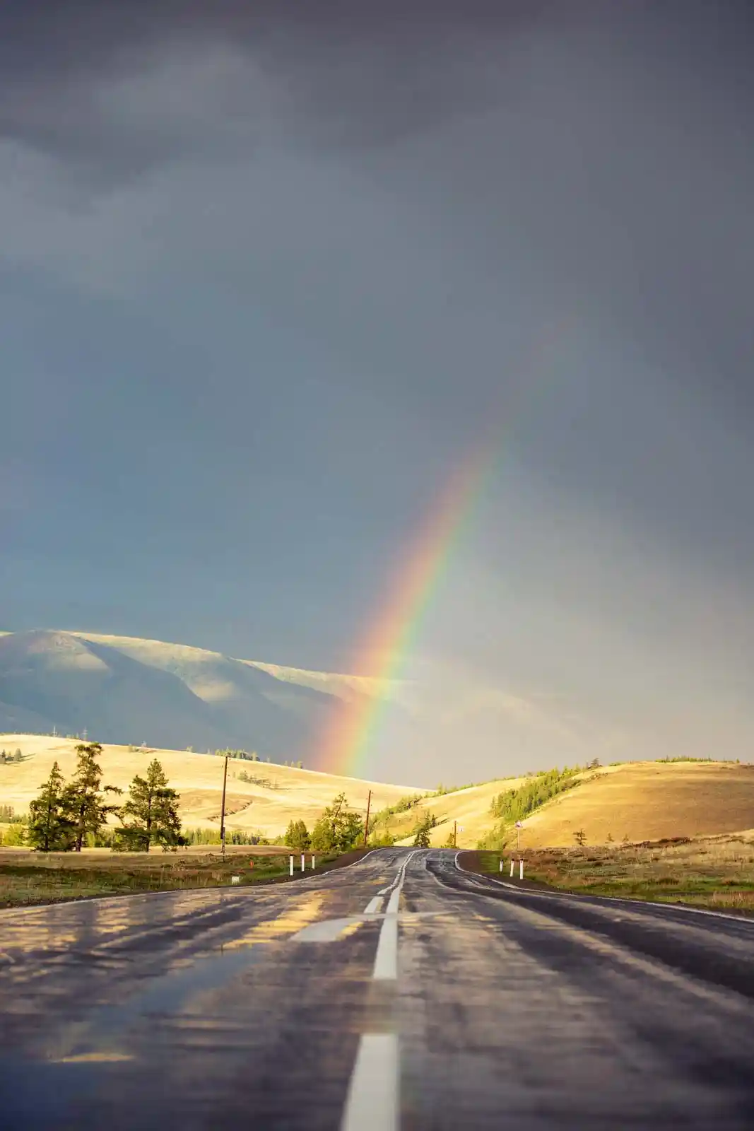 Чуйский тракт радуга над дорогой